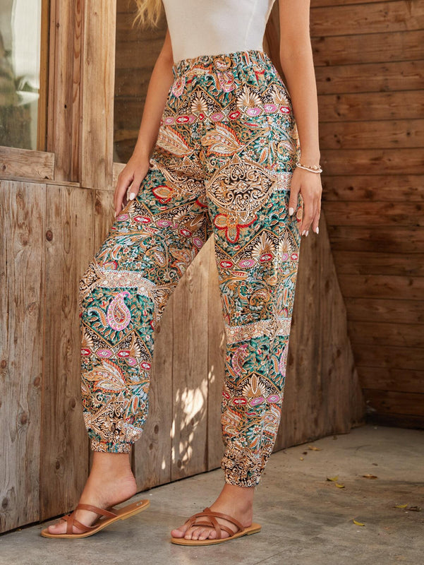 EMERY ROSE Pantalones conicos con estampado de paisley