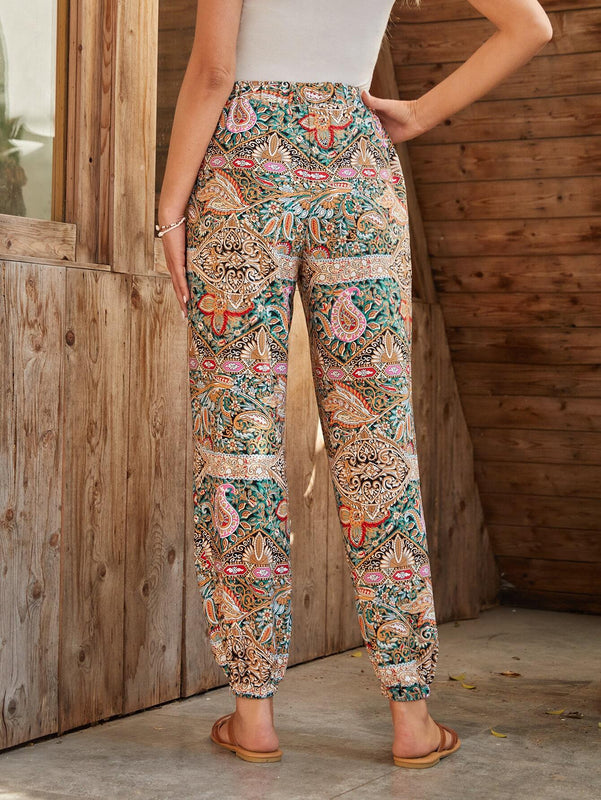 EMERY ROSE Pantalones conicos con estampado de paisley