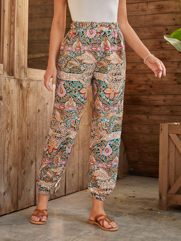 EMERY ROSE Pantalones conicos con estampado de paisley