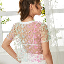 EZwear Top con mariposa 3D aplique con diseno de malla transparente sin sujetador