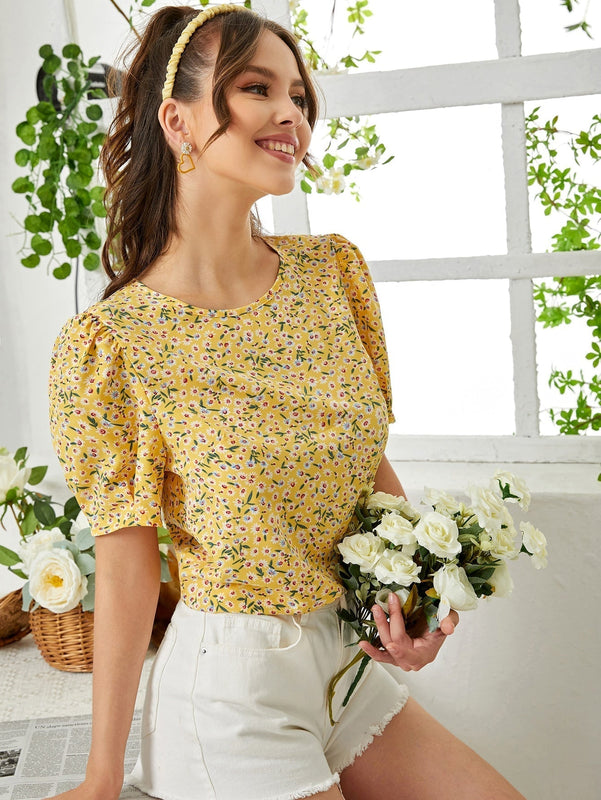 Clasi Top floral de manga farol