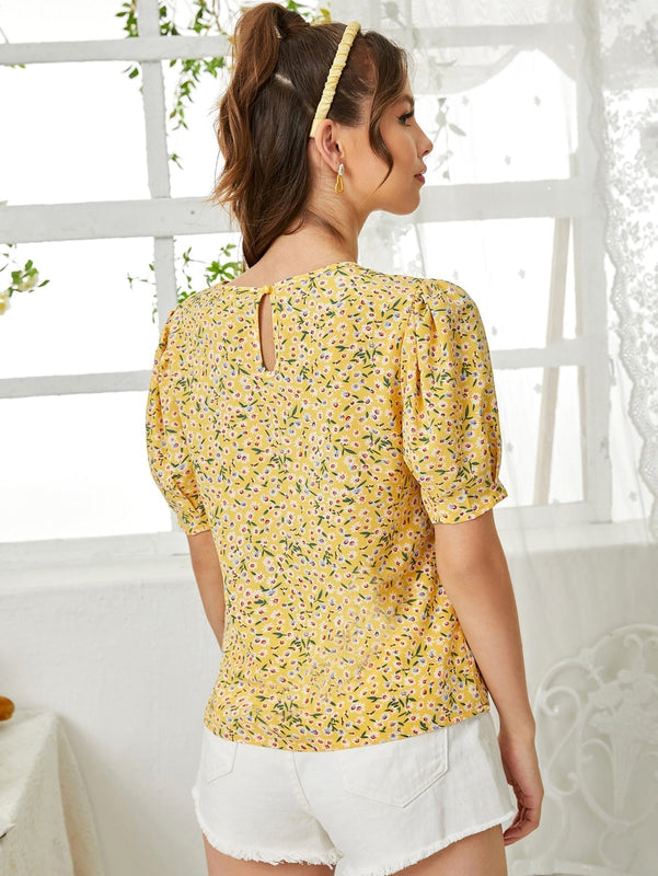 Clasi Top floral de manga farol