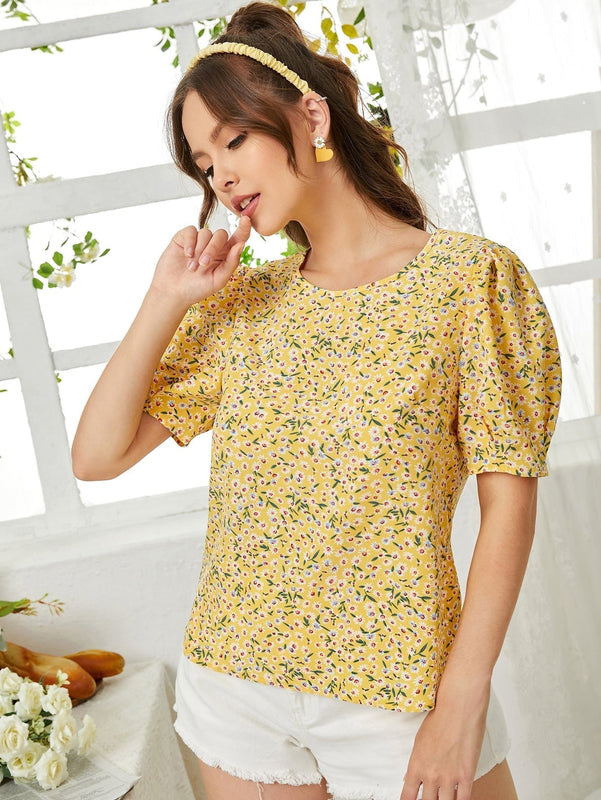 Clasi Top floral de manga farol