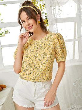 Clasi Top floral de manga farol