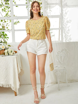 Clasi Top floral de manga farol