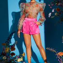 BAE Shorts de talle alto con cremallera trasera
