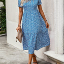 VCAY Vestido con estampado floral de manga farol bajo con fruncido