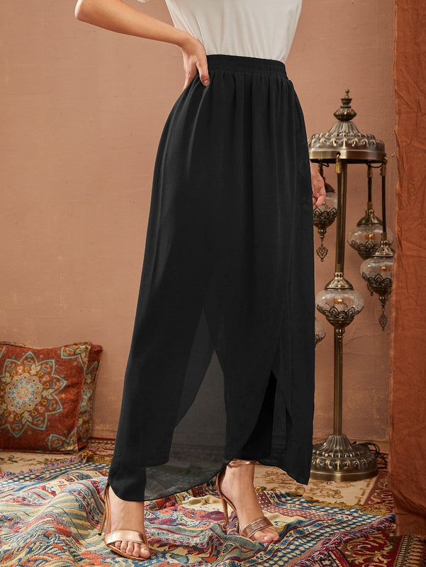 Pantalones de cintura elastica bajo tulipan