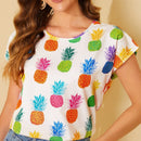 LUNE Blusa con estampado de pina de manga murcielago