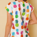 LUNE Blusa con estampado de pina de manga murcielago