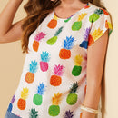 LUNE Blusa con estampado de pina de manga murcielago