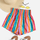 VCAY Shorts de rayas de color combinado de cintura fruncido