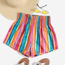 VCAY Shorts de rayas de color combinado de cintura fruncido