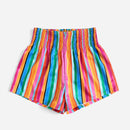 VCAY Shorts de rayas de color combinado de cintura fruncido