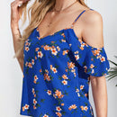 Clasi Top de hombros descubiertos ribete con fruncido con estampado floral