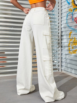 Jeans cargo con cremallera con bolsillo con solapa