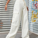 Jeans cargo con cremallera con bolsillo con solapa