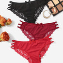 Conjunto De 3 Bragas Lenceria Con Encajes Y Cortes Contrastantes
