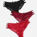 Conjunto De 3 Bragas Lenceria Con Encajes Y Cortes Contrastantes