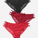 Conjunto De 3 Bragas Lenceria Con Encajes Y Cortes Contrastantes