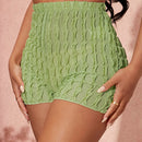 SXY Shorts de talle alto ribete fruncido