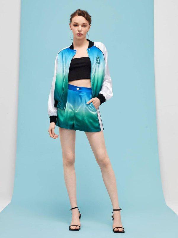 KARISSA SCHNEIDER Shorts Degradados Laterales Con Ribete En Contraste Y Bloques De Color