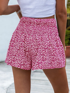 VCAY Shorts de pierna ancha floral con fruncido