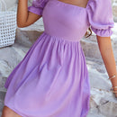 WYWH Vestido de cuello cuadrado de manga farol