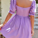 WYWH Vestido de cuello cuadrado de manga farol