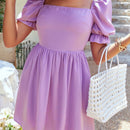 WYWH Vestido de cuello cuadrado de manga farol