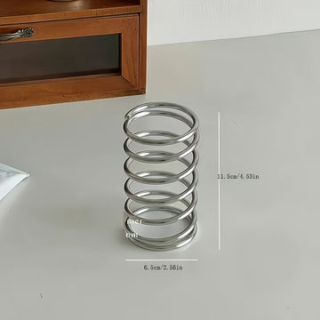 Portacepillos de hierro forjado, diseño circular moderno, accesorio de baño para montar en el piso, organizador de brochas de maquillaje y bolígrafos a prueba de polvo, decoración de escritorio con calado decorativo, sin necesidad de electricidad