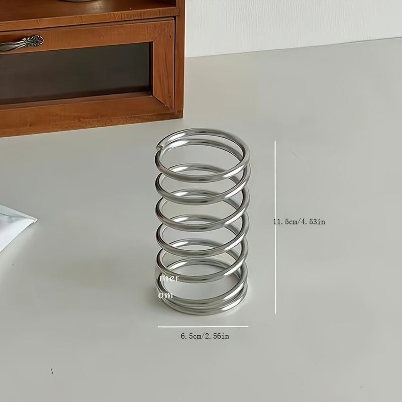 Portacepillos de hierro forjado, diseño circular moderno, accesorio de baño para montar en el piso, organizador de brochas de maquillaje y bolígrafos a prueba de polvo, decoración de escritorio con calado decorativo, sin necesidad de electricidad
