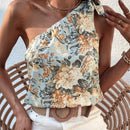 VCAY Top con estampado floral con cordon de un hombro