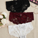 Set De 3 Tangas De Encaje Floral, Lenceria