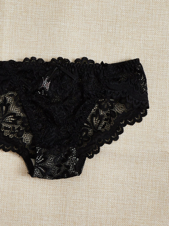 Set De 3 Tangas De Encaje Floral, Lenceria