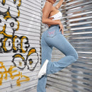 ICON Jeans de pierna amplia de talle alto con bordado de mariposa
