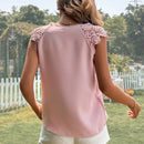 Clasi Blusa con encaje en contraste de cuello de muesca