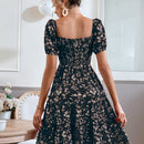 Frenchy Vestido con estampado floral de manga farol bajo con fruncido