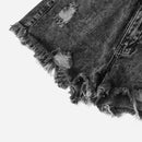 Shorts en mezclilla bajo crudo desgarro