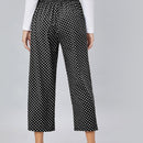 EZwear Pantalones palazzo de lunares de cintura fruncido