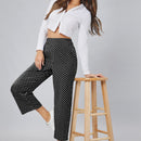 EZwear Pantalones palazzo de lunares de cintura fruncido