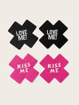 8 pares Cubierta de pezon con estampado de letra