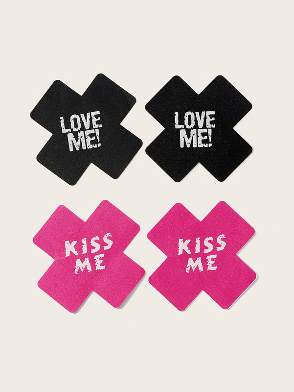 8 pares Cubierta de pezon con estampado de letra