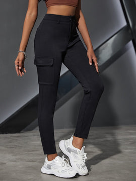 EZwear Pantalones cargo ajustados con bolsillos con solapa