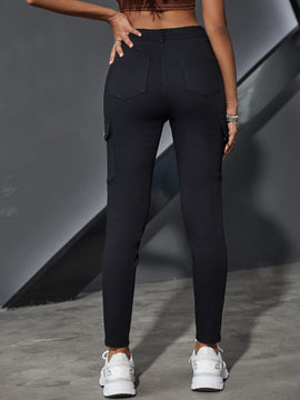 EZwear Pantalones cargo ajustados con bolsillos con solapa
