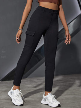 EZwear Pantalones cargo ajustados con bolsillos con solapa