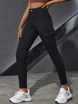 EZwear Pantalones cargo ajustados con bolsillos con solapa