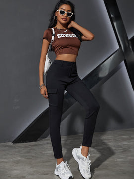 EZwear Pantalones cargo ajustados con bolsillos con solapa