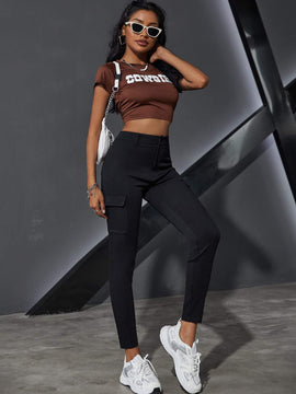 EZwear Pantalones cargo ajustados con bolsillos con solapa