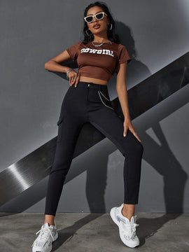 EZwear Pantalones cargo ajustados con bolsillos con solapa